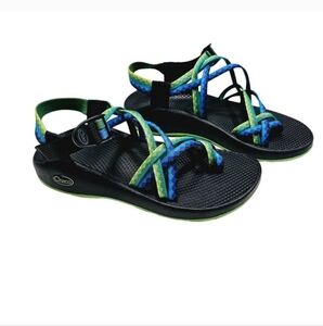 Chaco Women's Z/Cloud X Outdoor Hiking Sandals - Size Womens 9 - Blue Green Neon